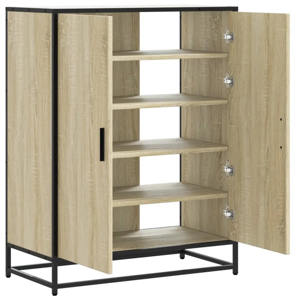 sonoma tölgy színű szerelt fa és fém cipőszekrény 75x38x97,5 cm