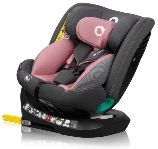 Lionelo - Forgatható gyerekülés bázissal BASTIAAN ONE i-Size 40-150 cm Pink Rose