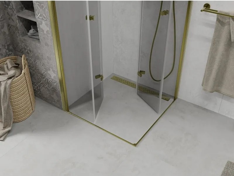 Mexen Lima Duo zuhanykabin összecsukható 90 x 90 cm, átlátszó, arany - 856-090-090-50-00-02