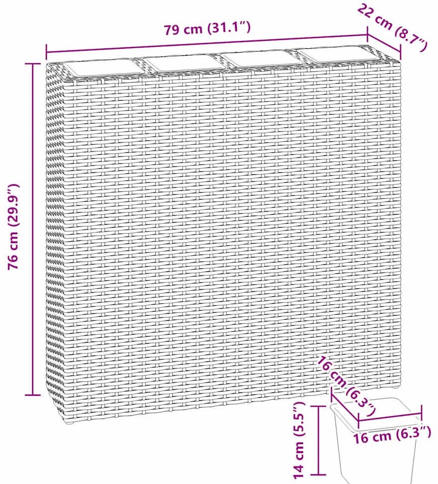 2 darab barna polyrattan kerti magaságyás 4 kaspóval
