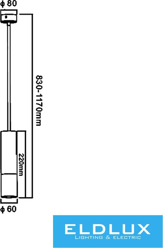 UNIVERSO Spot lámpatest 1xGU10 Max.35w IP20 D60x220mm állítható:830-1170mm Fehér