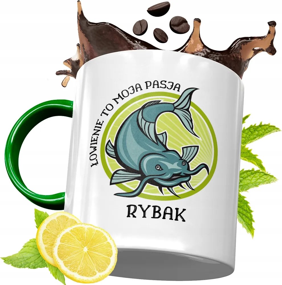 Zöld Bögre Horgászoknak Ajándékba, fényképes nyomattal