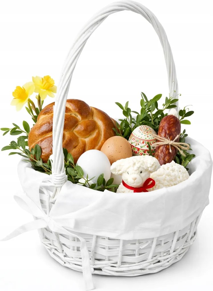 Fonott Kosár Húsvéti Dekorációs Kosár Karácsonyra Fehér 30CM
