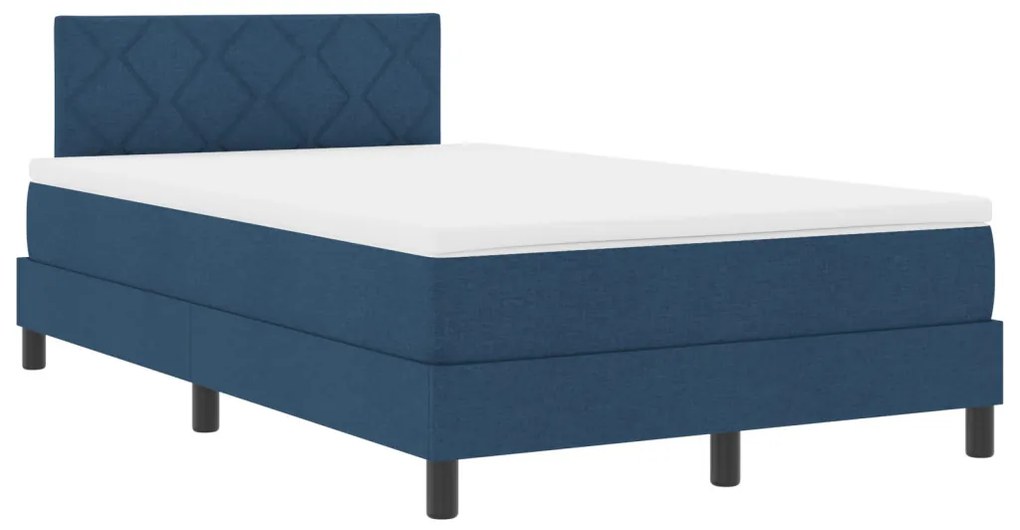 Box Spring Ágy Matraccal &amp; LED Kék 120x200 cm Szövet