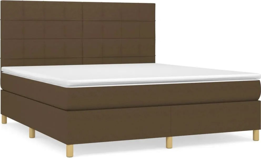 vidaXL sötétbarna szövet rugós ágy matraccal 180 x 200 cm