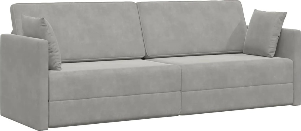 vidaXL Padlókanapé-ágy 200cm Világosszürke Bársony