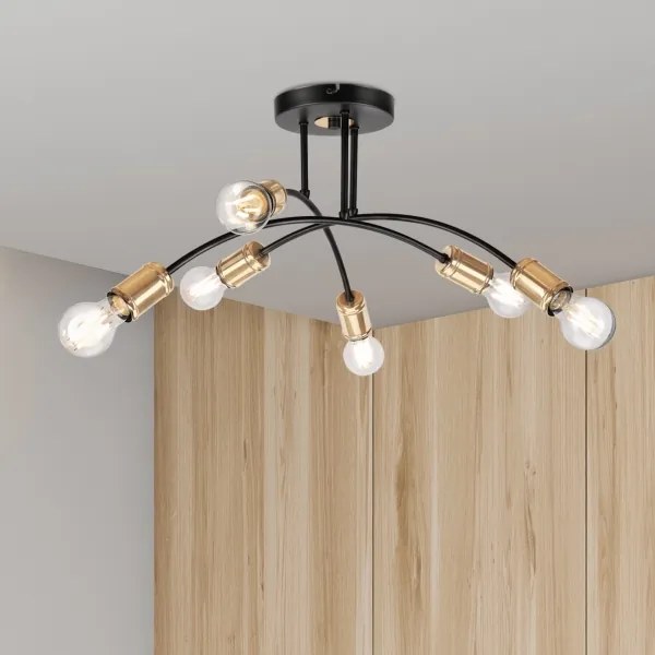 Felületre szerelt csillár ANYA 6xE27/15W/230V fekete/arany