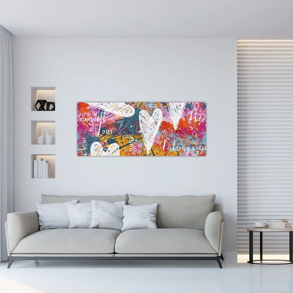 Kép - szív egy absztrakt háttérben (120x50 cm)