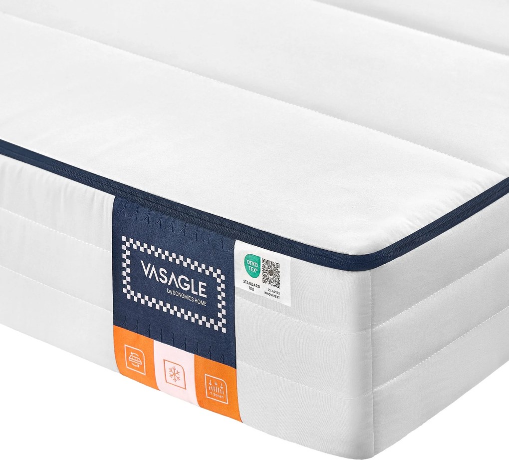 VASAGLE 7-zónás géles memory foam matrac, 90 x 200 x 16 cm, H3