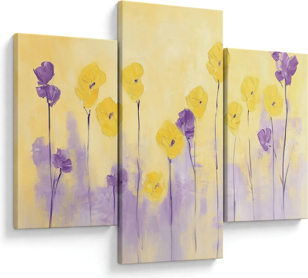 Kép - Lila és sárga virágok (90x60 cm)