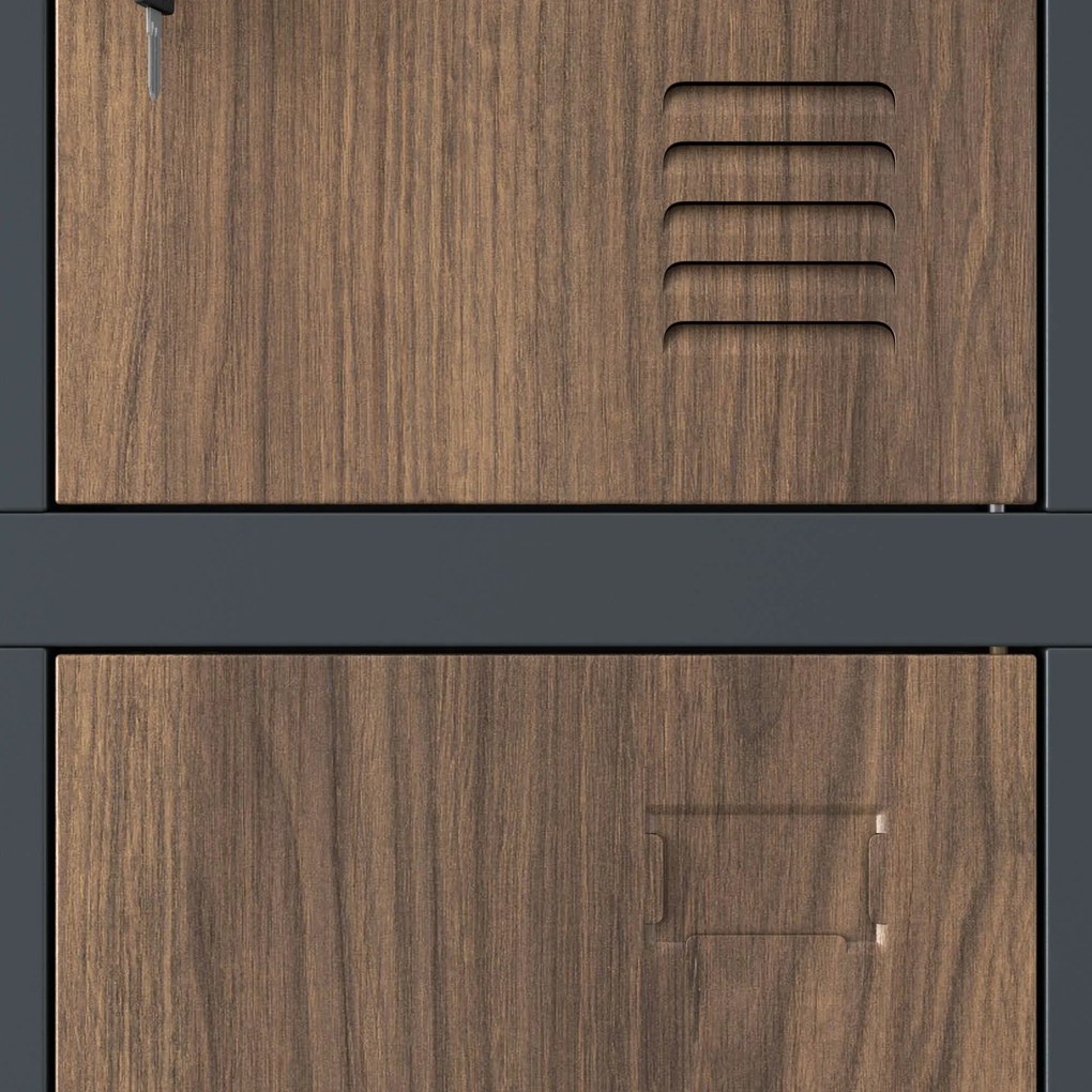 12 rekeszes szociális szekrény, antracit/dió, 900x1850x400 mm: MARCIN Eco Design