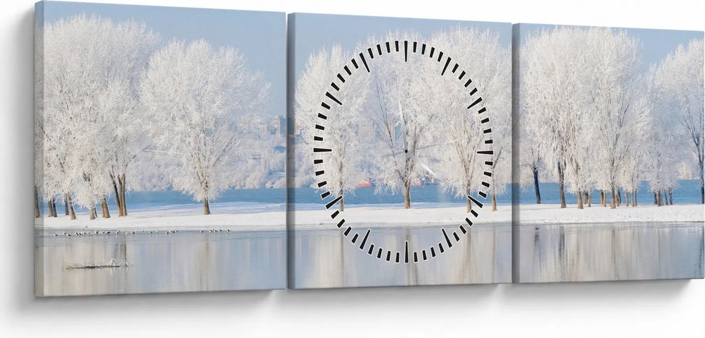 Egy kép egy téli tájról (órával) (90x30 cm)