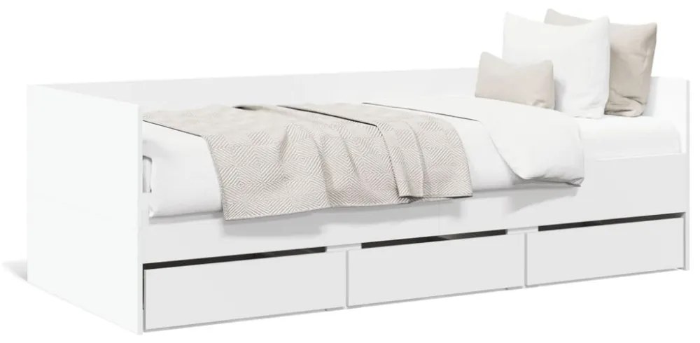 fehér kanapéágy fiókkal matrac nélkül 75x190 cm