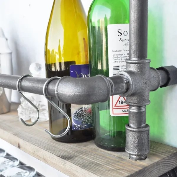 BORU fali polc 67x60 cm barna/fekete