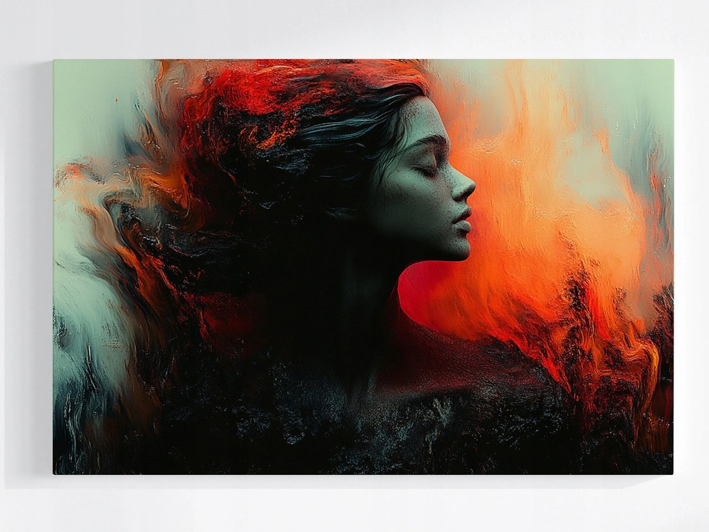 Poszter Nő Tűz Lángok Dark Art 120x80