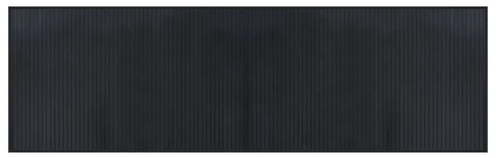 négyszögletű fekete bambusz szőnyeg 60 x 200 cm