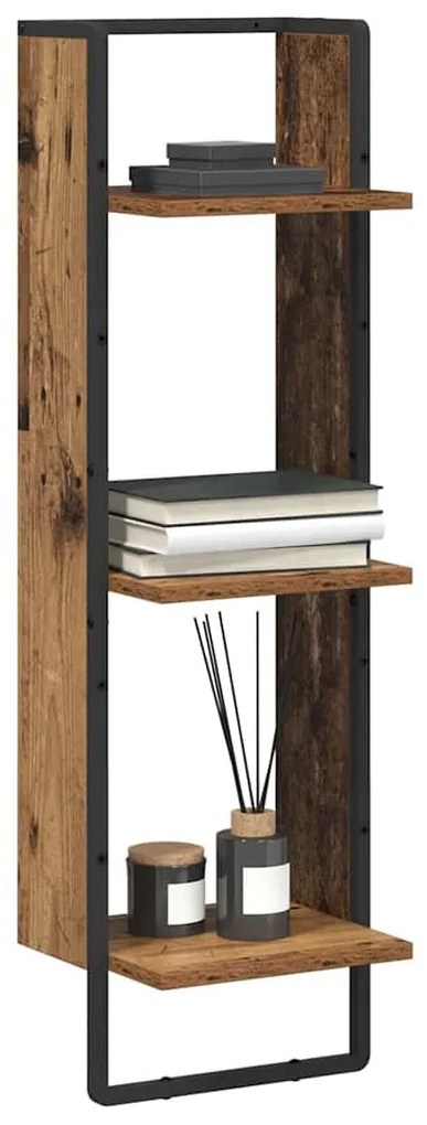 vidaXL Falpolc polcokkal tárolóval Öreg fa 30 x 25 x 100 cm Faanyag