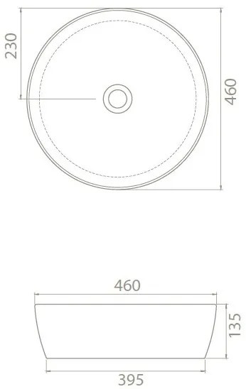 CeraStyle ONE - PULTRA ültethető - Top Counter - porcelán mosdó - O - Ø 46 cm