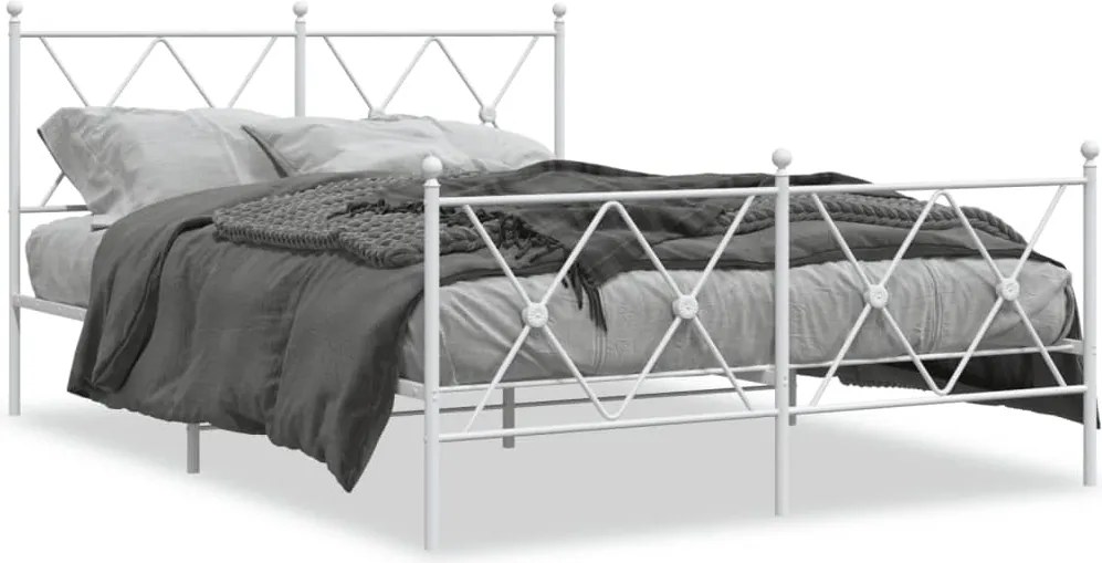 vidaXL fehér fém ágykeret fej- és lábtámlával 140 x 190 cm