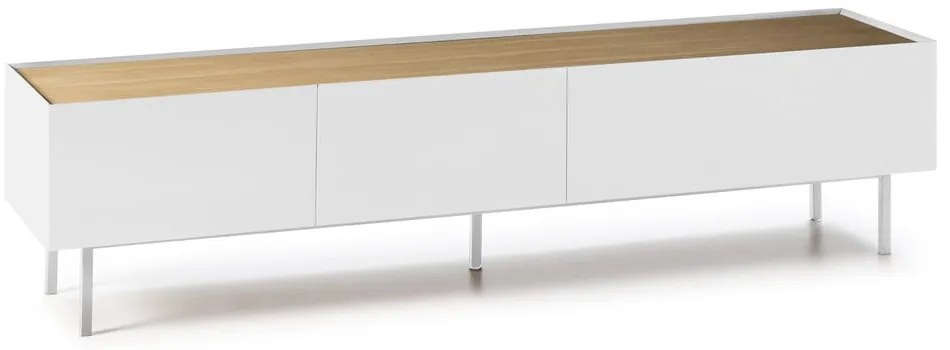 Fehér-natúr színű TV-állvány tölgyfa dekorral 180x45 cm Arista – Teulat