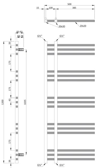 Sapho - Fürdőszobai radiátor MAGDALENA 408W/230V 50x120 cm fényes króm