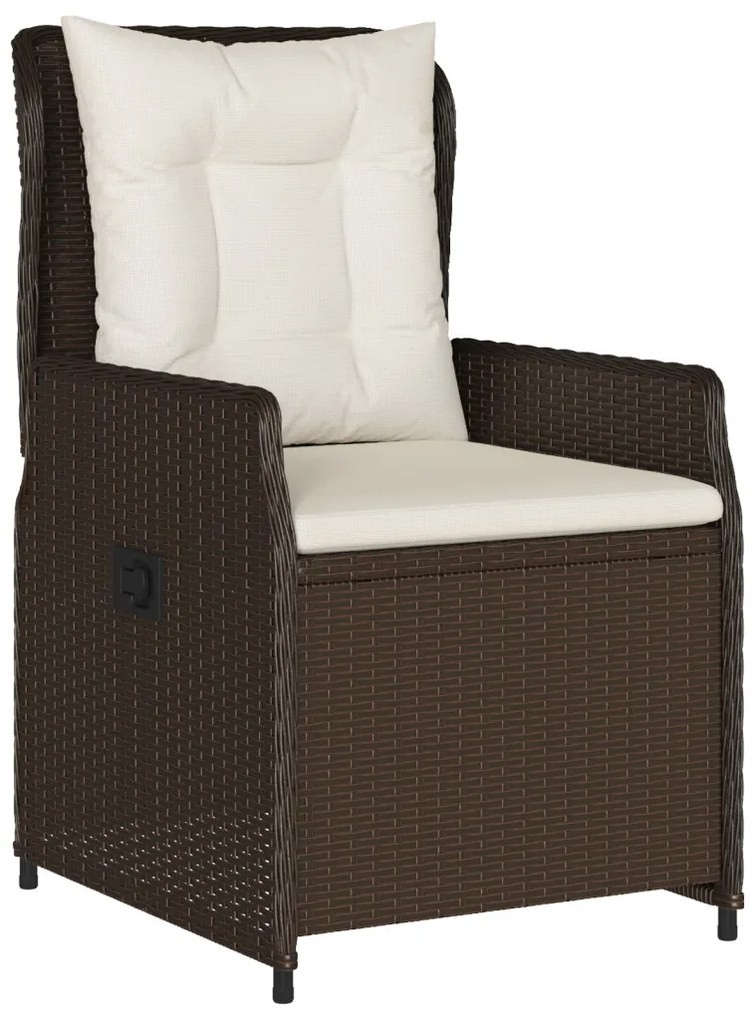 7 Darabos Kerti Étkezőszett Barna Poli Rattan, Kerti Asztal Fekete 200x80x73 cm Edzett Üveggel