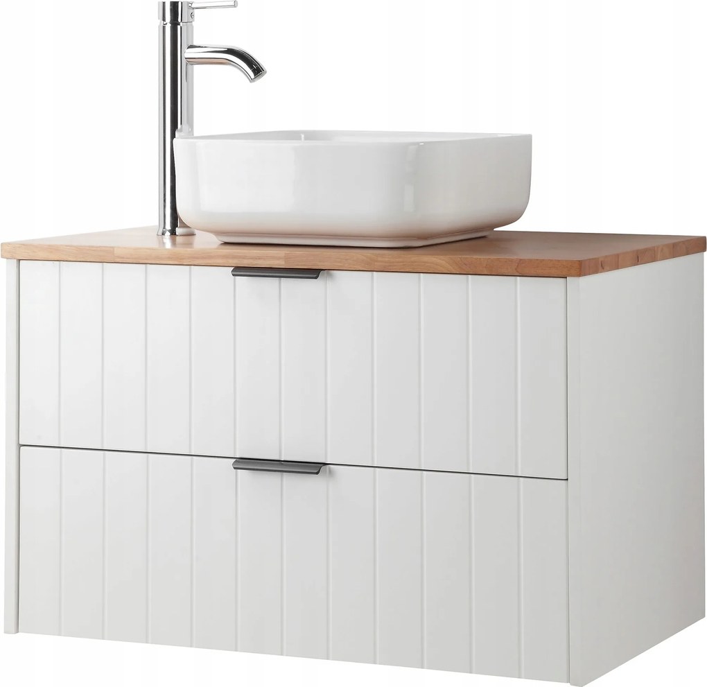 Houseland Velora fali mosdószekrény munkalappal 80 cm fehér/tölgy