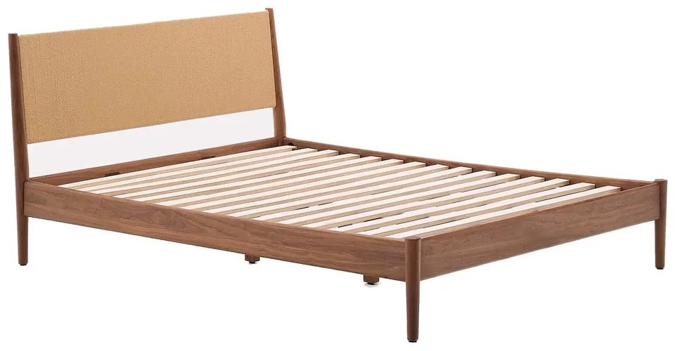 Sötétbarna franciaágy ágyráccsal 160x200 cm Elan – Kave Home