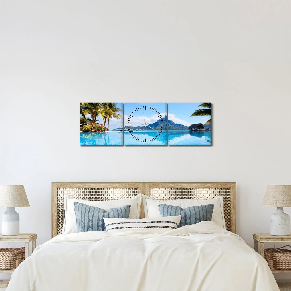 Kép - Pálmafák és strandok (órával) (90x30 cm)