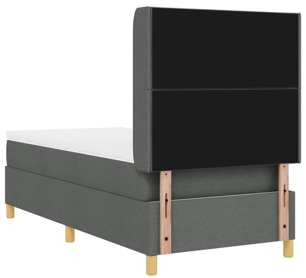 Boxspring Ágy Mattal és LED Fekete Szürke 90x200 cm Pamut
