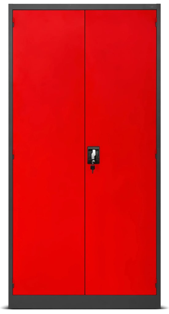 Fém műhelyszekrény fiókokkal SZYMON, 920 x 1850 x 500 mm, antracit-piros