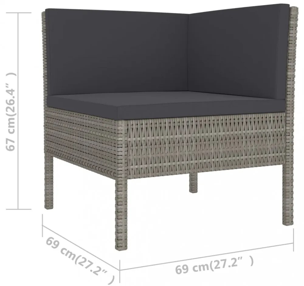 6 részes szürke polyrattan kerti ülőgarnitúra párnákkal