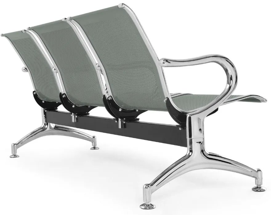Fém pad a váróterembe REST, 3 ülés, szürke