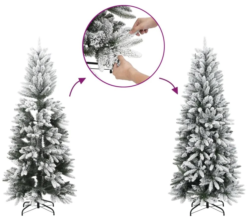 műkarácsonyfa 150 LED-del és pelyhes hóval 120 cm