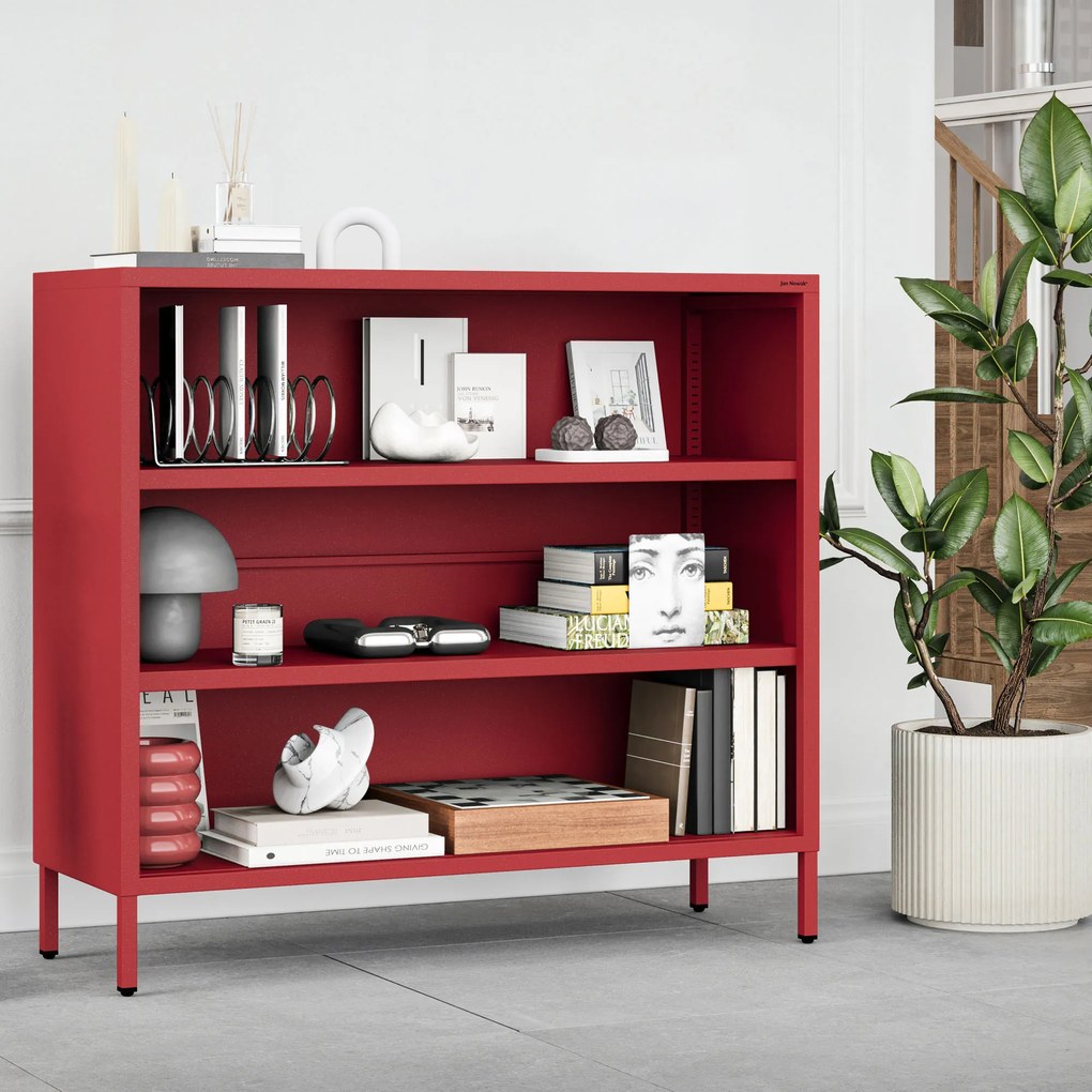 Alacsony polcos szekrény LUCA , 1000 x 900 x 350 mm, Modern: piros