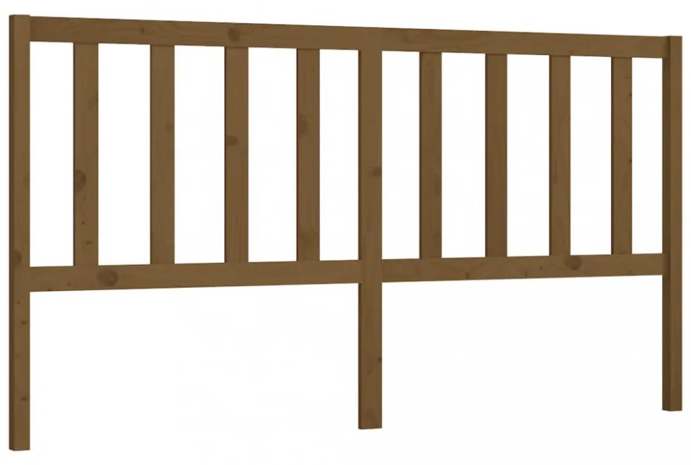 mézbarna tömör fenyőfa ágyfejtámla 206 x 4 x 100 cm