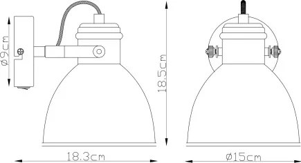 Globo 54018-1S Spotlámpa fém, fekete barna fa mintázatú dekorral. SZxM:150x185, AL:185, fényforrás nélkül 1xE27 40W 230V
