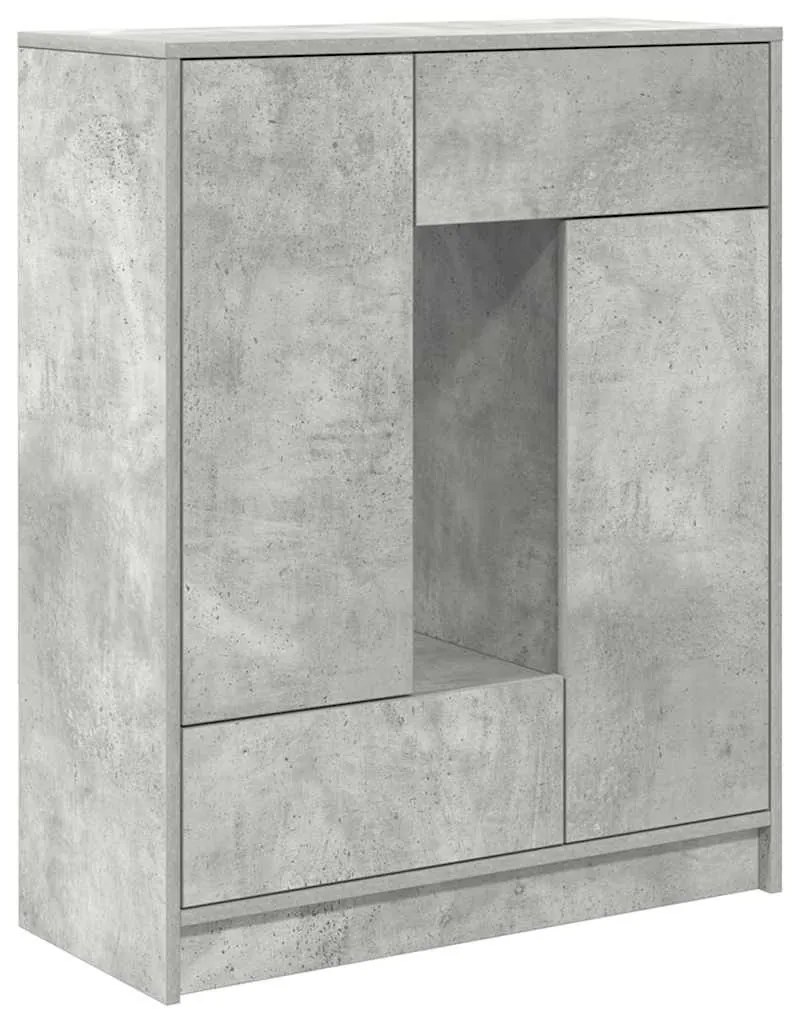 betonszürke komód fiókokkal és ajtókkal 73x31x90 cm