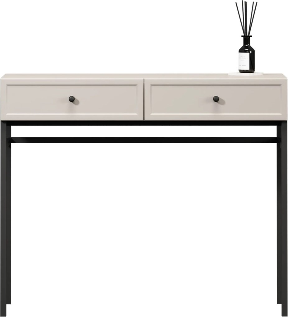 Lorini konzolasztal / toalettasztal 100 cm - kasmír / fekete fogantyúk / fém lábak