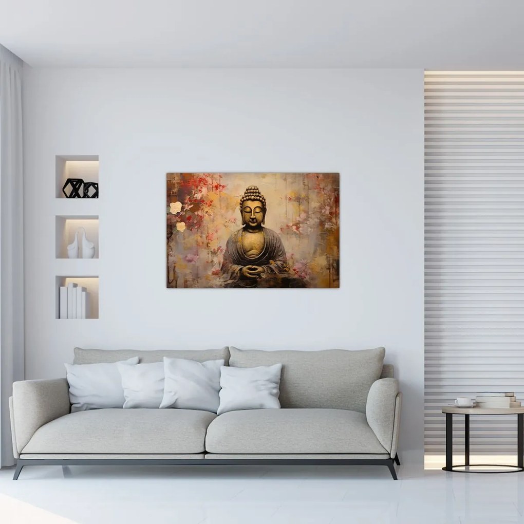 Kép - Buddha, festészet (90x60 cm)