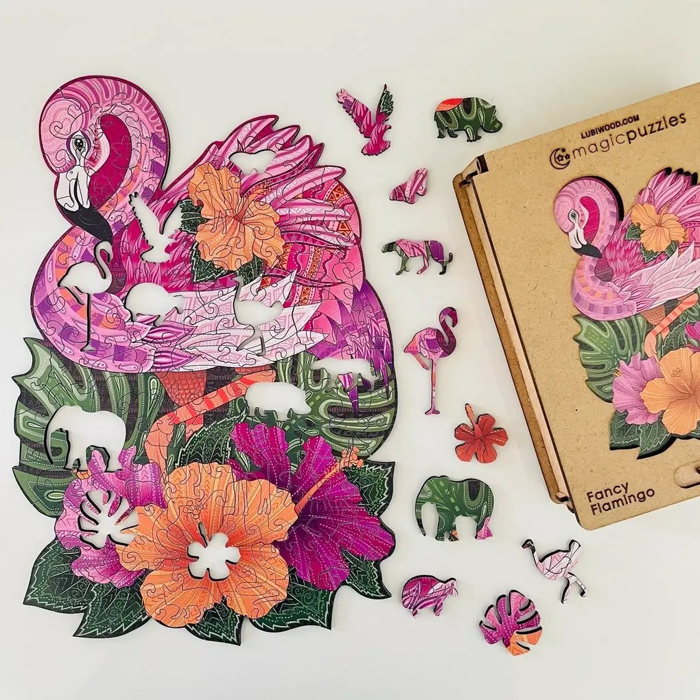 Díszes flamingó fa puzzle