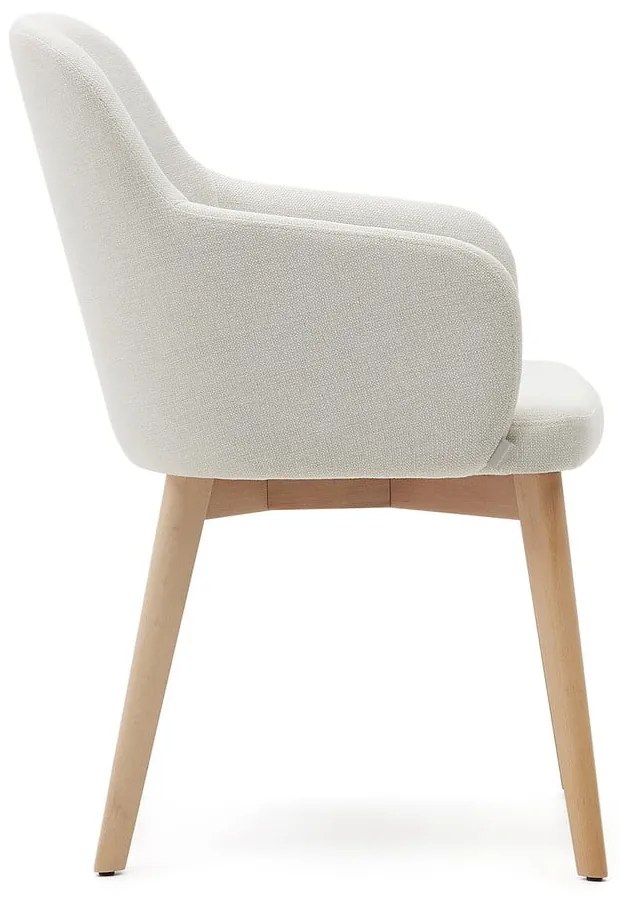 Krémszínű kárpitozott karfás étkezőfotel Nelida – Kave Home