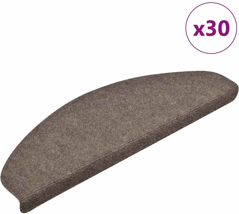 vidaXL öntapadós lépcsőszőnyegek 30 db 65 x 21 x 4 cm bézs félkör alakú nagy