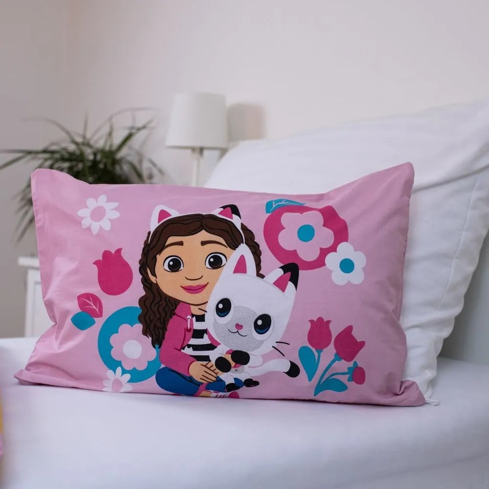 Rózsaszín pamut gyerek ágyneműhuzat babaágyhoz 100x135 cm Gabby's Dollhouse – Jerry Fabrics