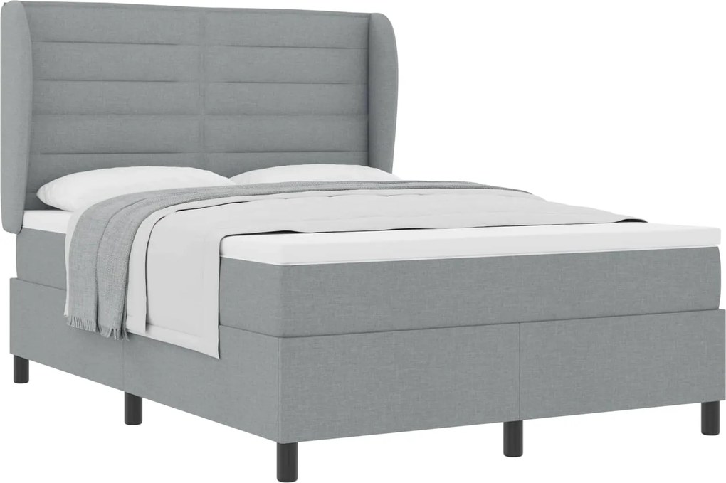 vidaXL Boxrugós ágy matracmal Világosszürke 140 x 190 cm szövet