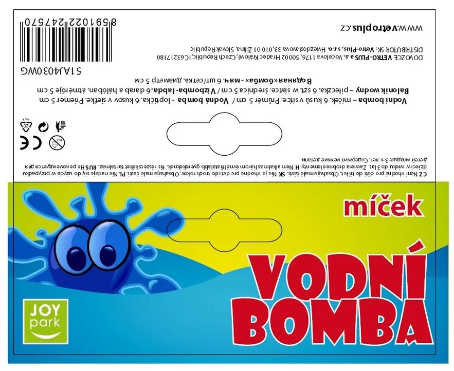 Joy Park vízibomba golyó 6 db, 5 cm-es