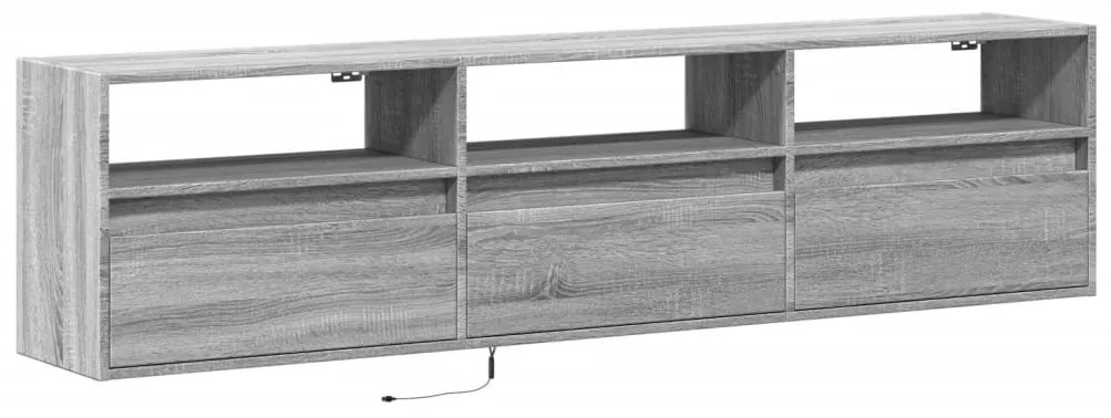 szürke sonoma színű fali TV-szekrény LED-del 180 x 31 x 45 cm