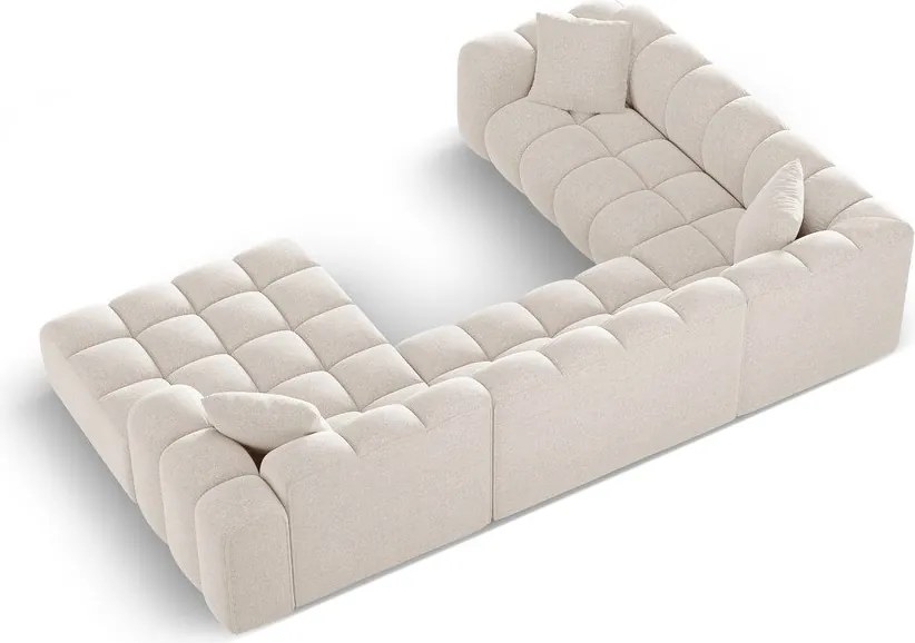 Krémszínű zsenília sarokkanapé (bal oldali-U alakú) Treno – Cosmopolitan Design