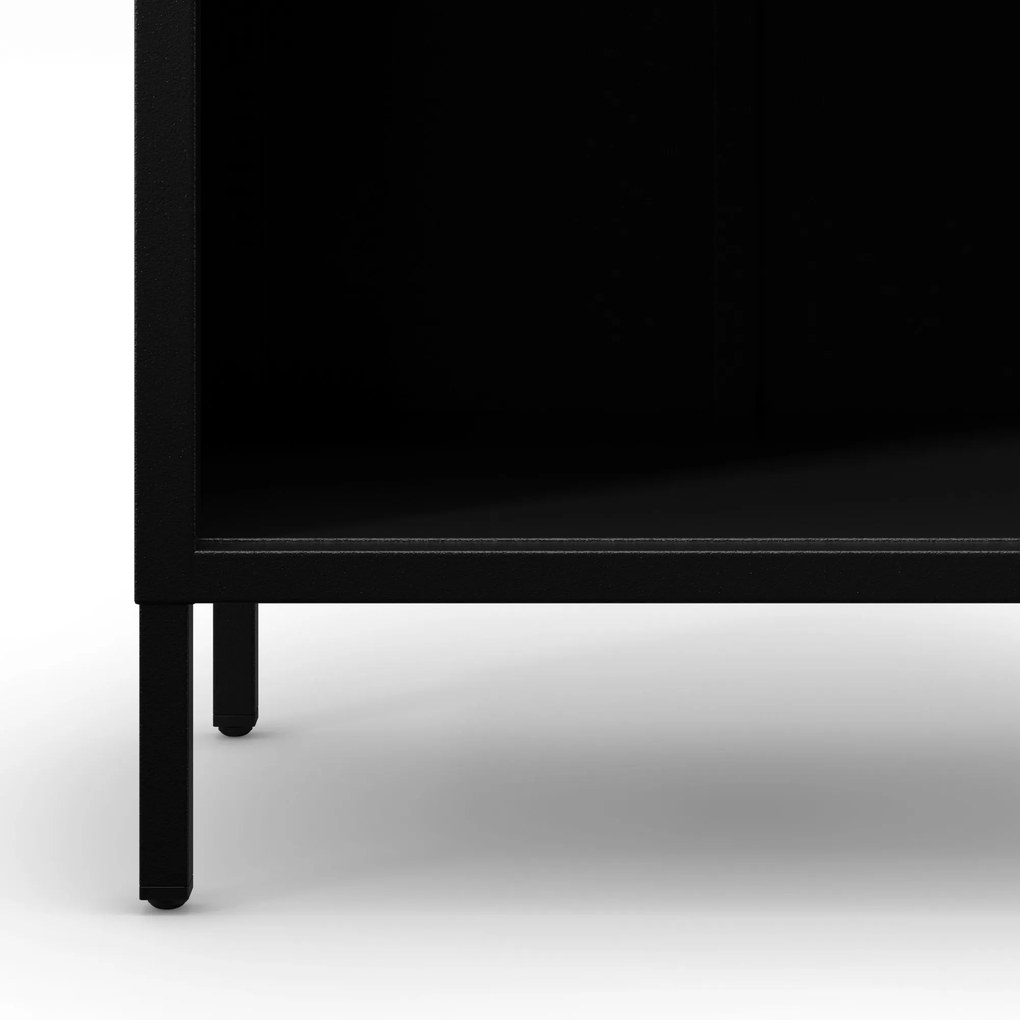 Fekete fém könyvespolc – MARIO Modern 500 x 1800 x 350 mm