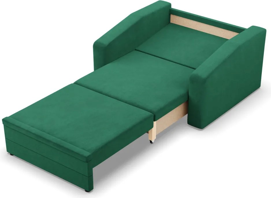 Vertico fekvőfotel, 90 cm széles, bársony, zöld